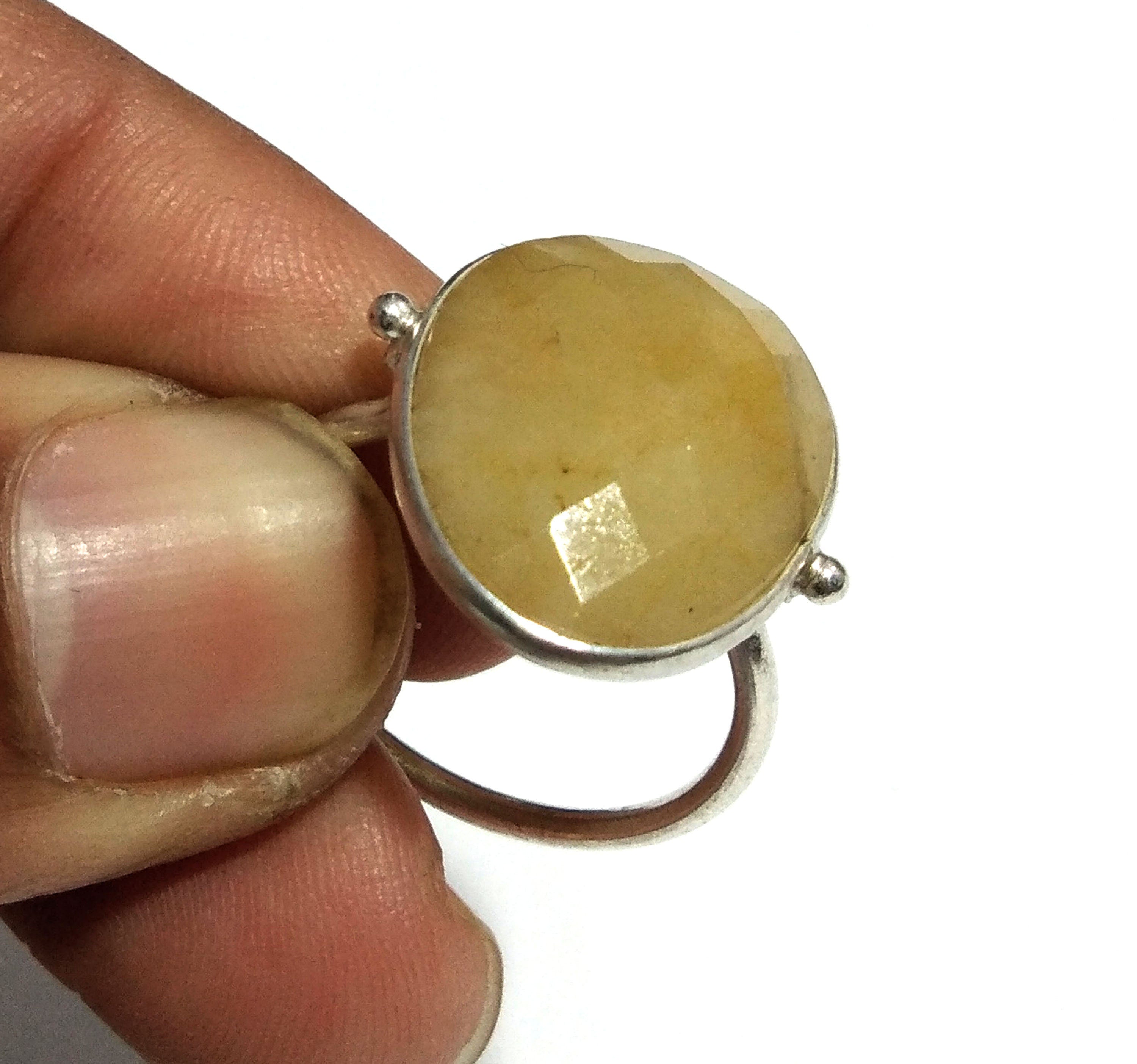 Yellow Sapphire Checker Cut Stone Ring, 925 Starling Silver Ring, Gemstone Size 15x13 mm Natural Yellow Sapphire Stone Gift Birthday Ring